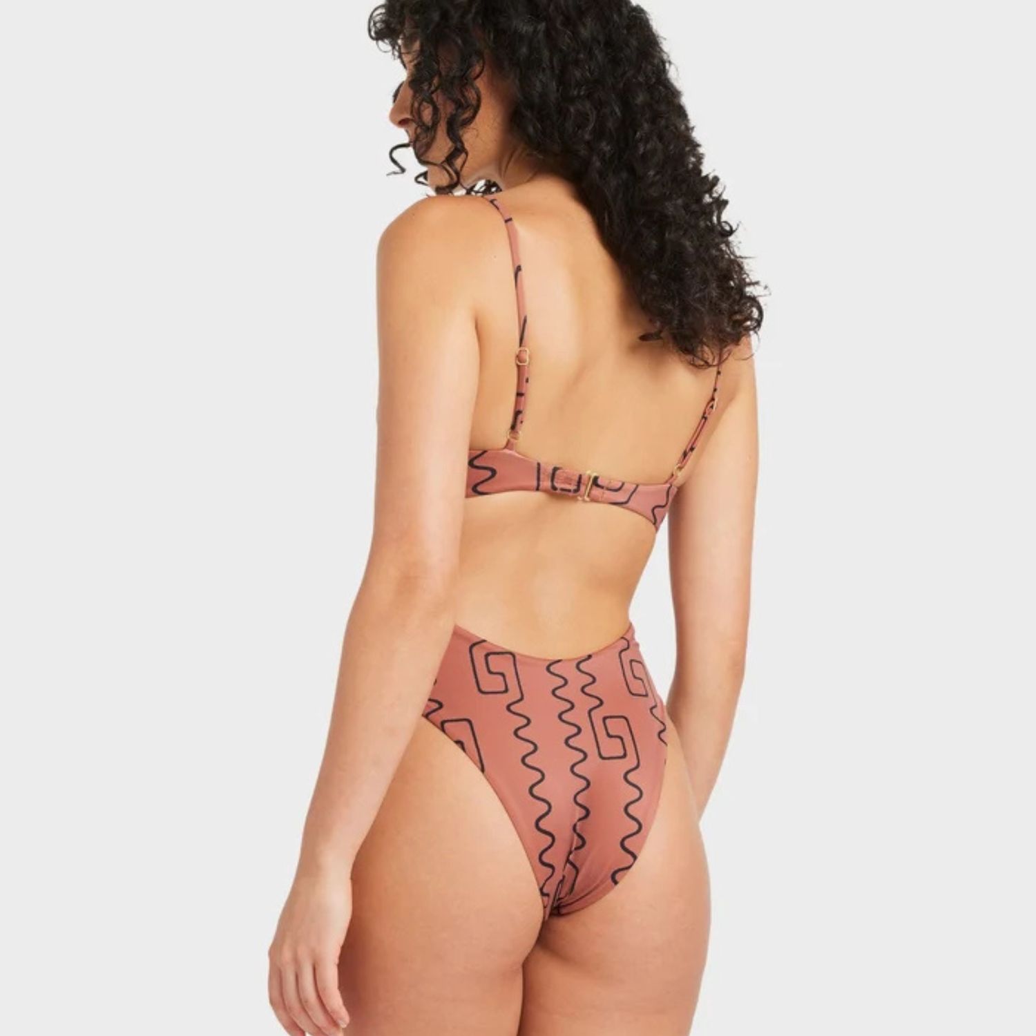 RVCA WOMENS THOUGHT PATTERN UNDERWIRE 1PC SWIM - MAHOGANY