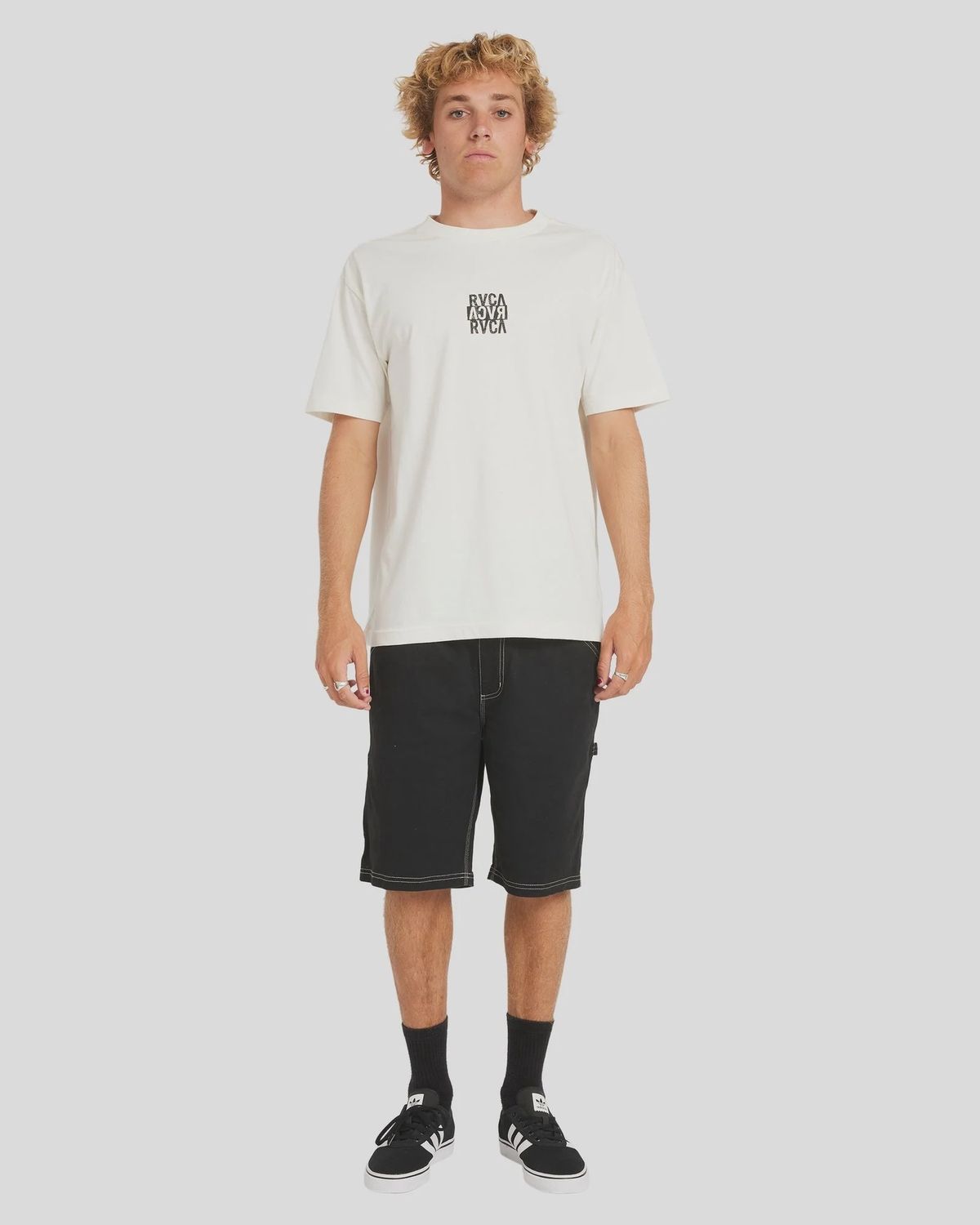 RVCA MENS  NEW STACK SS TEE - ANTIQUE WHITE