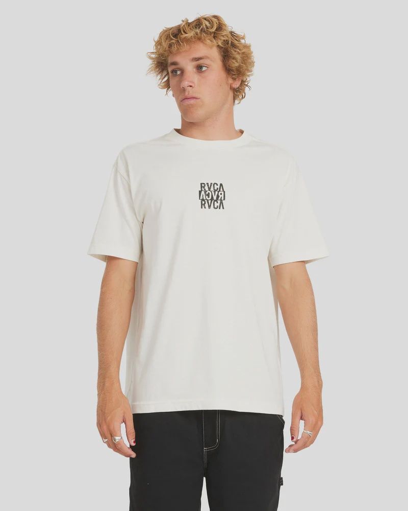 RVCA MENS  NEW STACK SS TEE - ANTIQUE WHITE