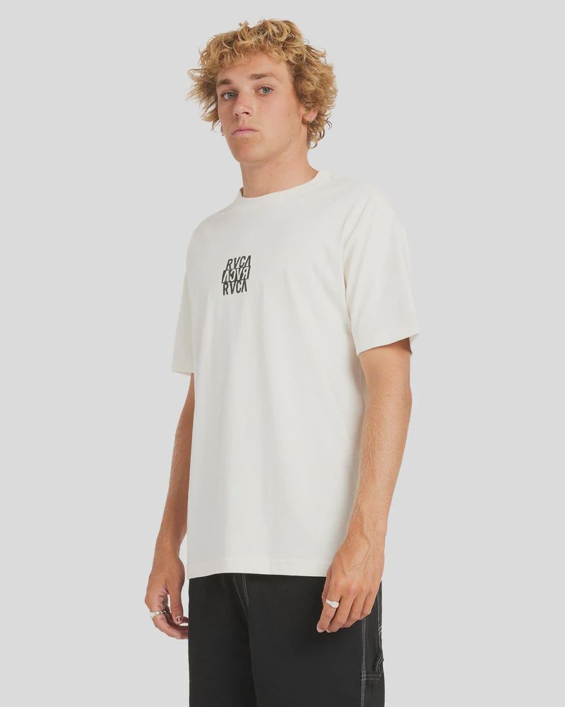RVCA MENS  NEW STACK SS TEE - ANTIQUE WHITE