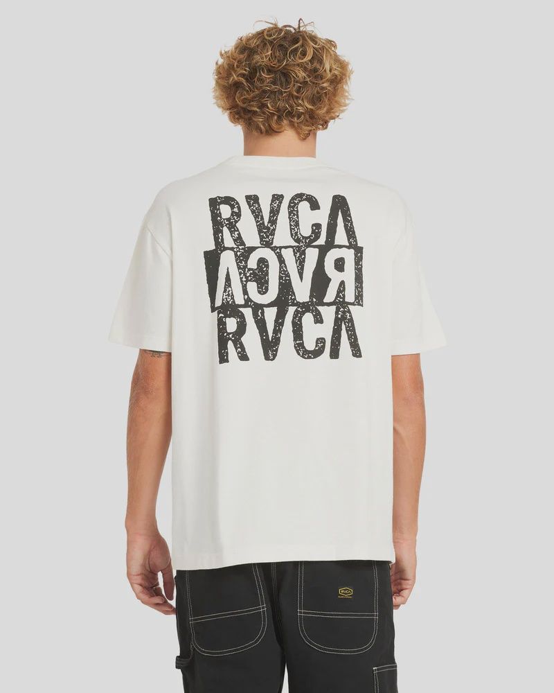 RVCA MENS  NEW STACK SS TEE - ANTIQUE WHITE
