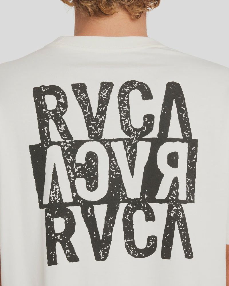 RVCA MENS  NEW STACK SS TEE - ANTIQUE WHITE