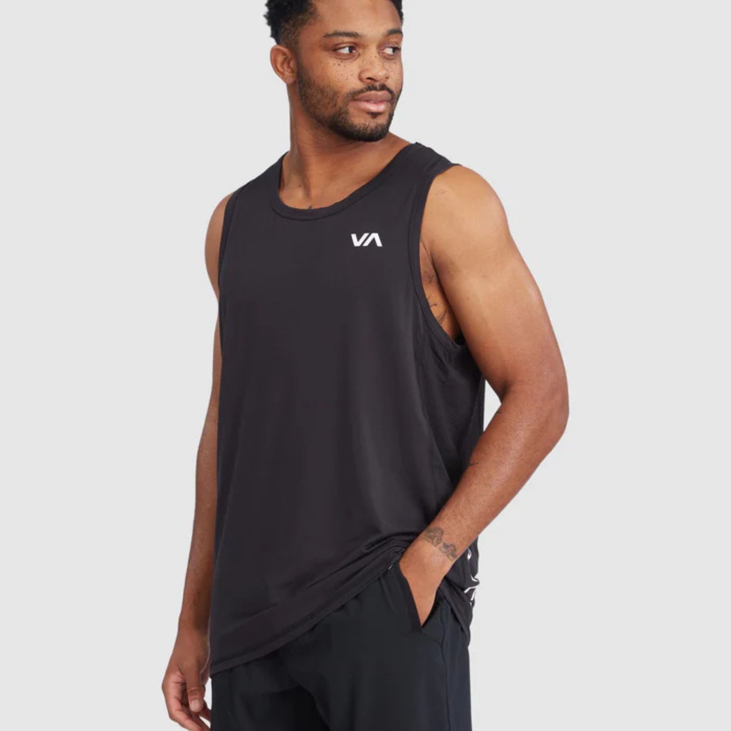 RVCA MENS  SPORT VENT SINGLET - BLACK