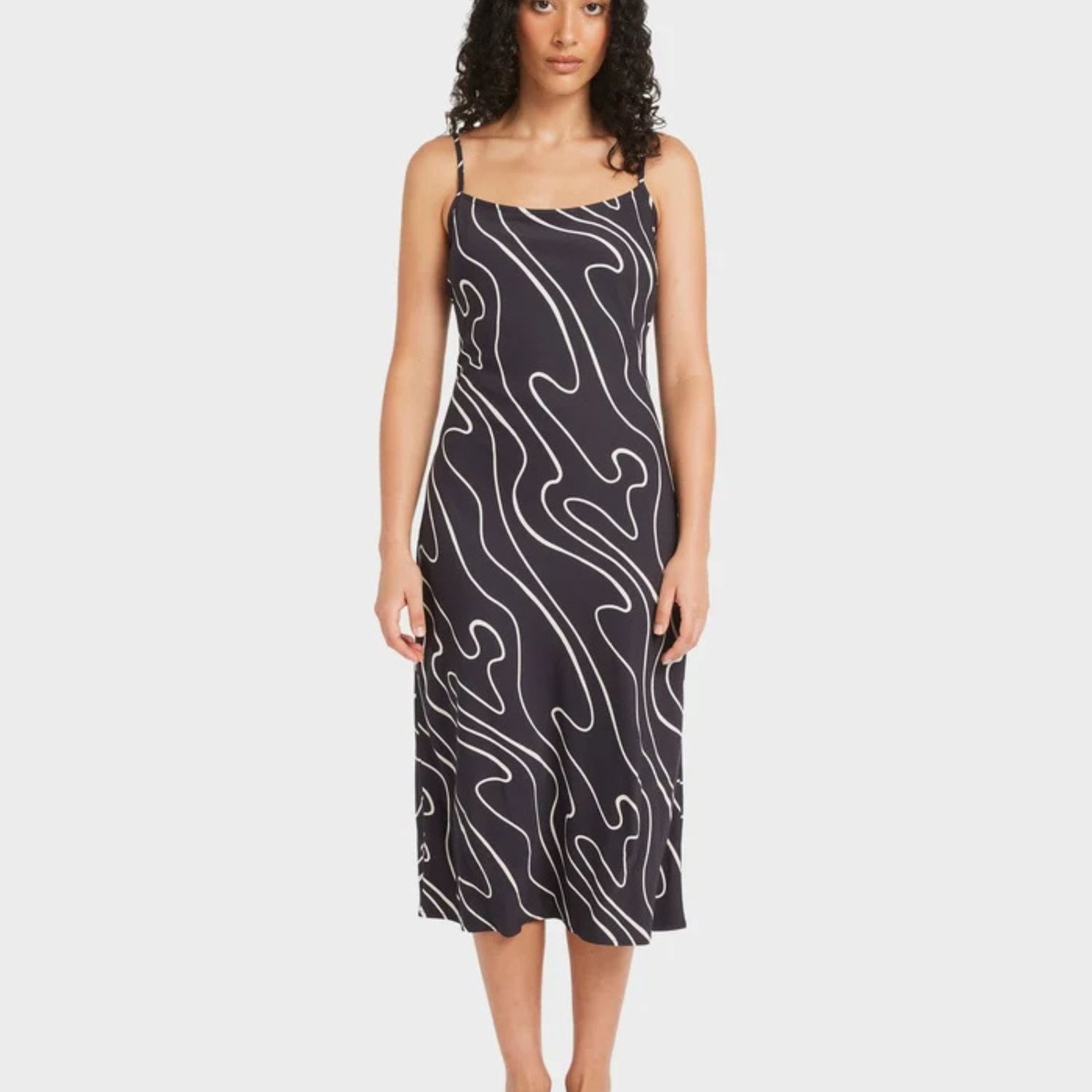 RVCA WOMENS LETS DANCE SLIP DRESS - WASHED BLACK