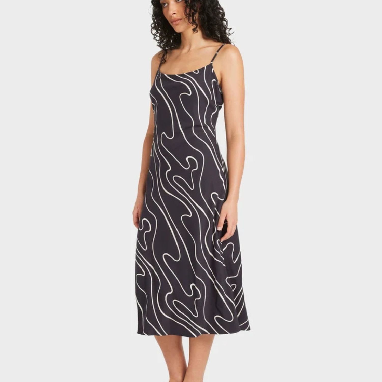 RVCA WOMENS LETS DANCE SLIP DRESS - WASHED BLACK