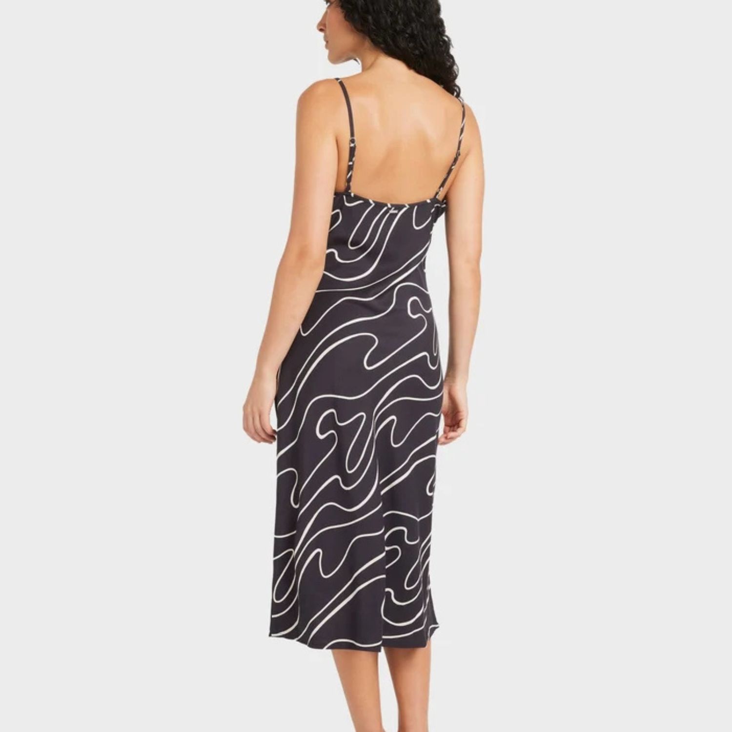 RVCA WOMENS LETS DANCE SLIP DRESS - WASHED BLACK