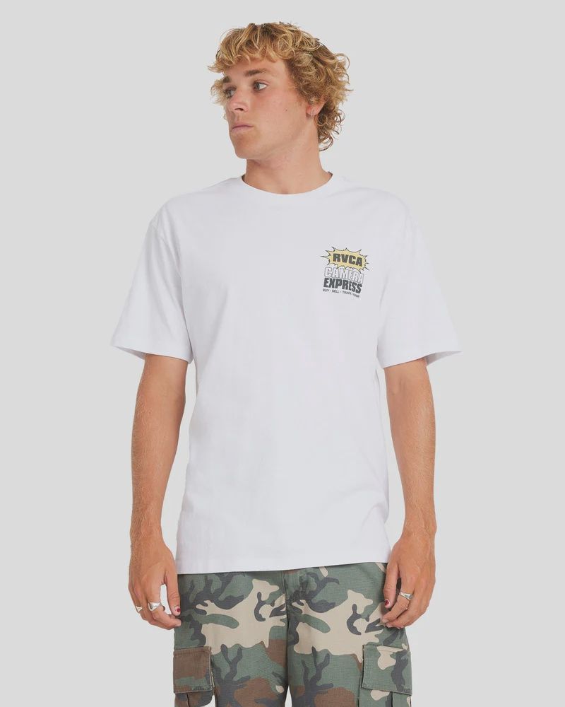 RVCA MENS  CAMERA EXPRESS SS TEE - WHITE