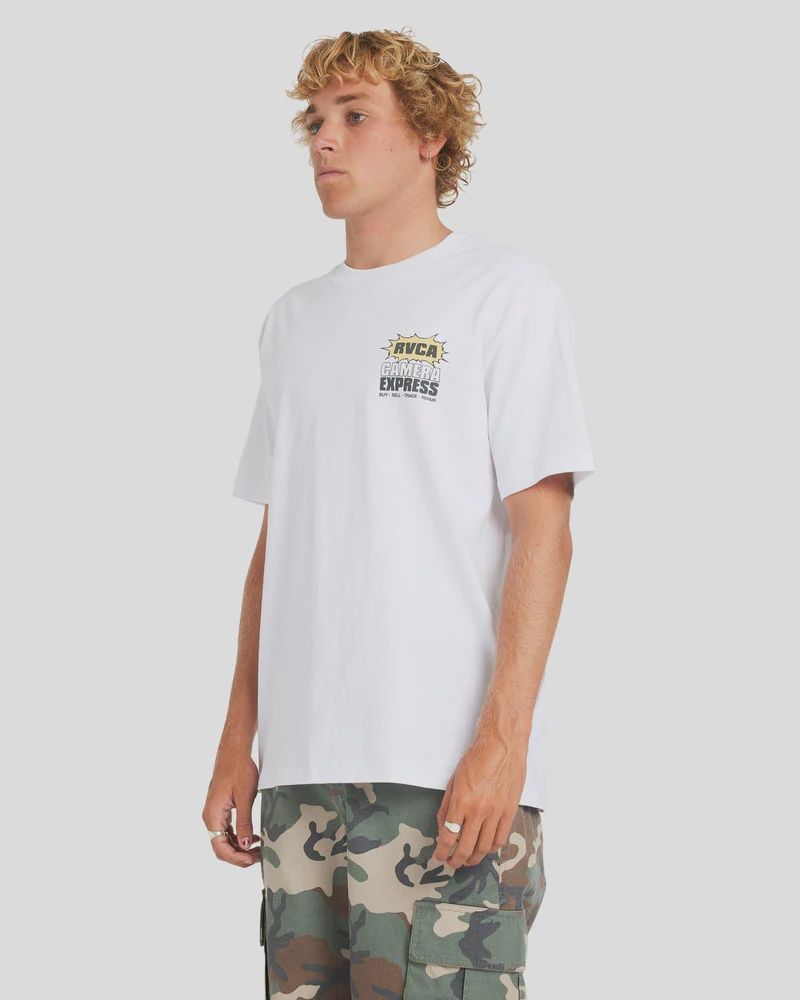 RVCA MENS  CAMERA EXPRESS SS TEE - WHITE