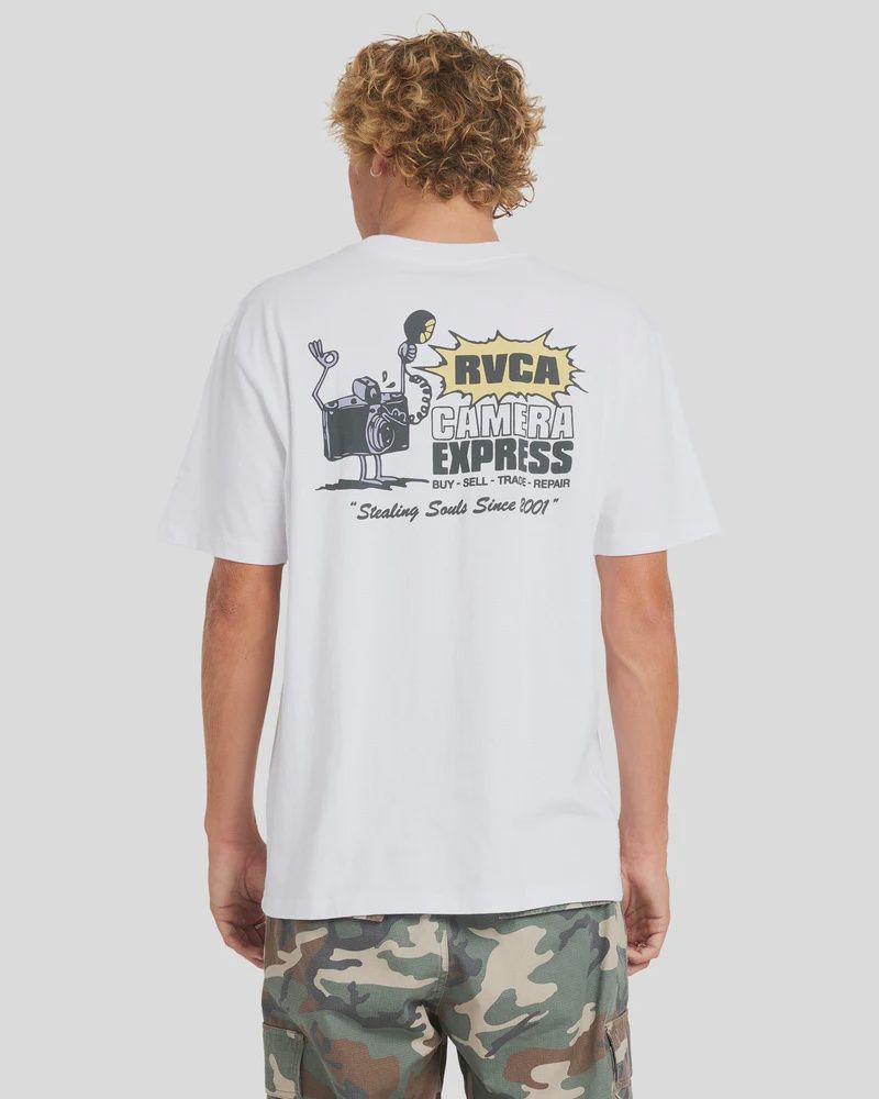 RVCA MENS  CAMERA EXPRESS SS TEE - WHITE