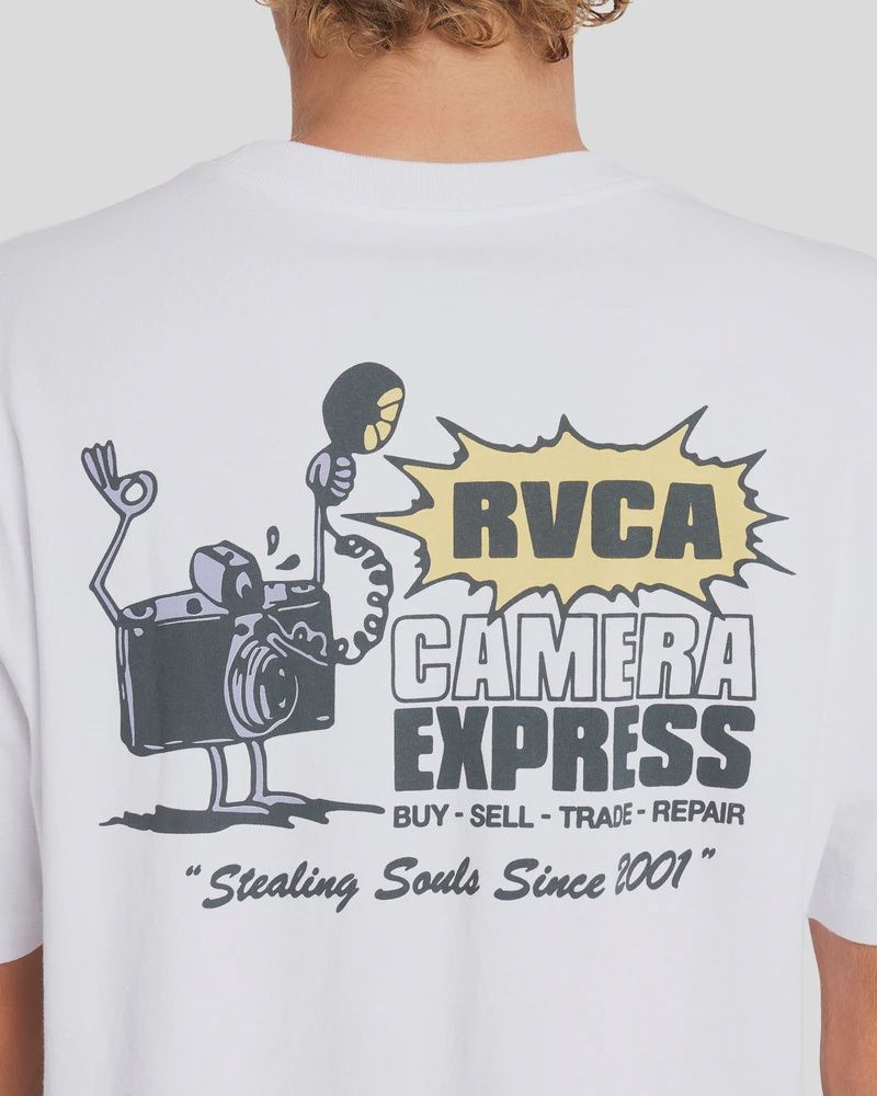 RVCA MENS  CAMERA EXPRESS SS TEE - WHITE