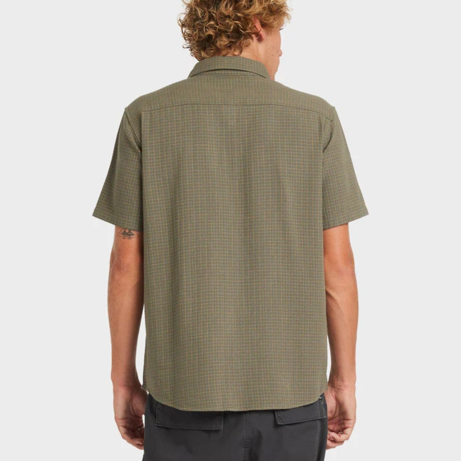 RVCA MENS  COSTA PLAID SS SHIRT - SAGE LEAF