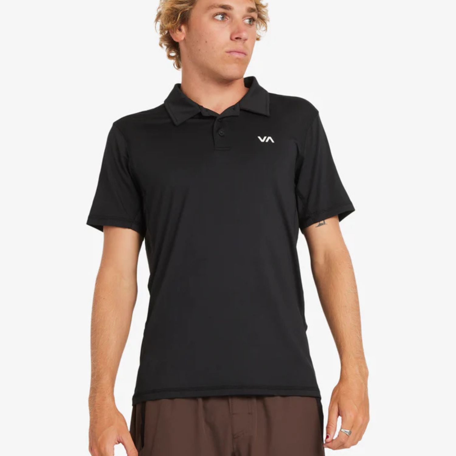 RVCA MENS  SPORT VENT POLO - BLACK