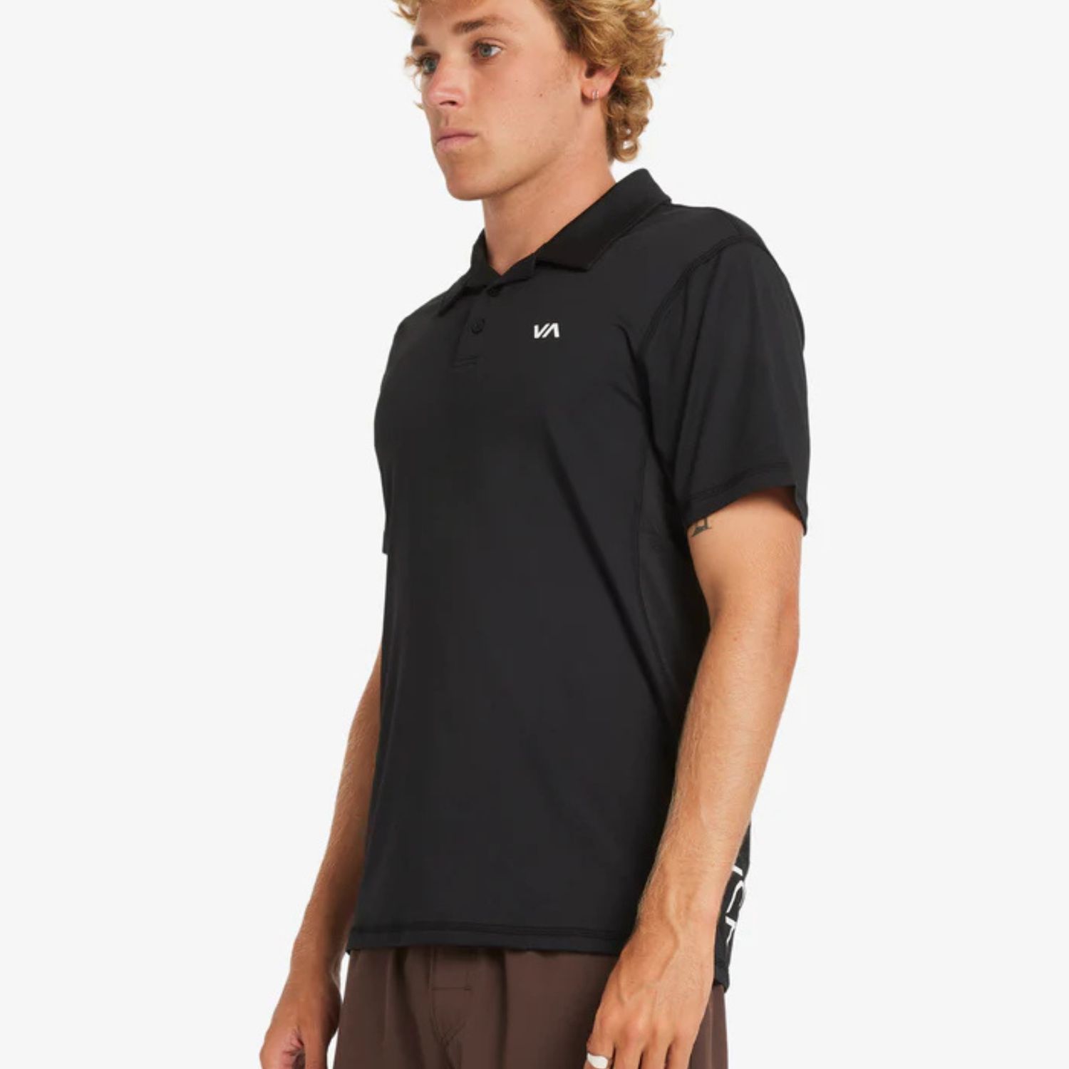 RVCA MENS  SPORT VENT POLO - BLACK