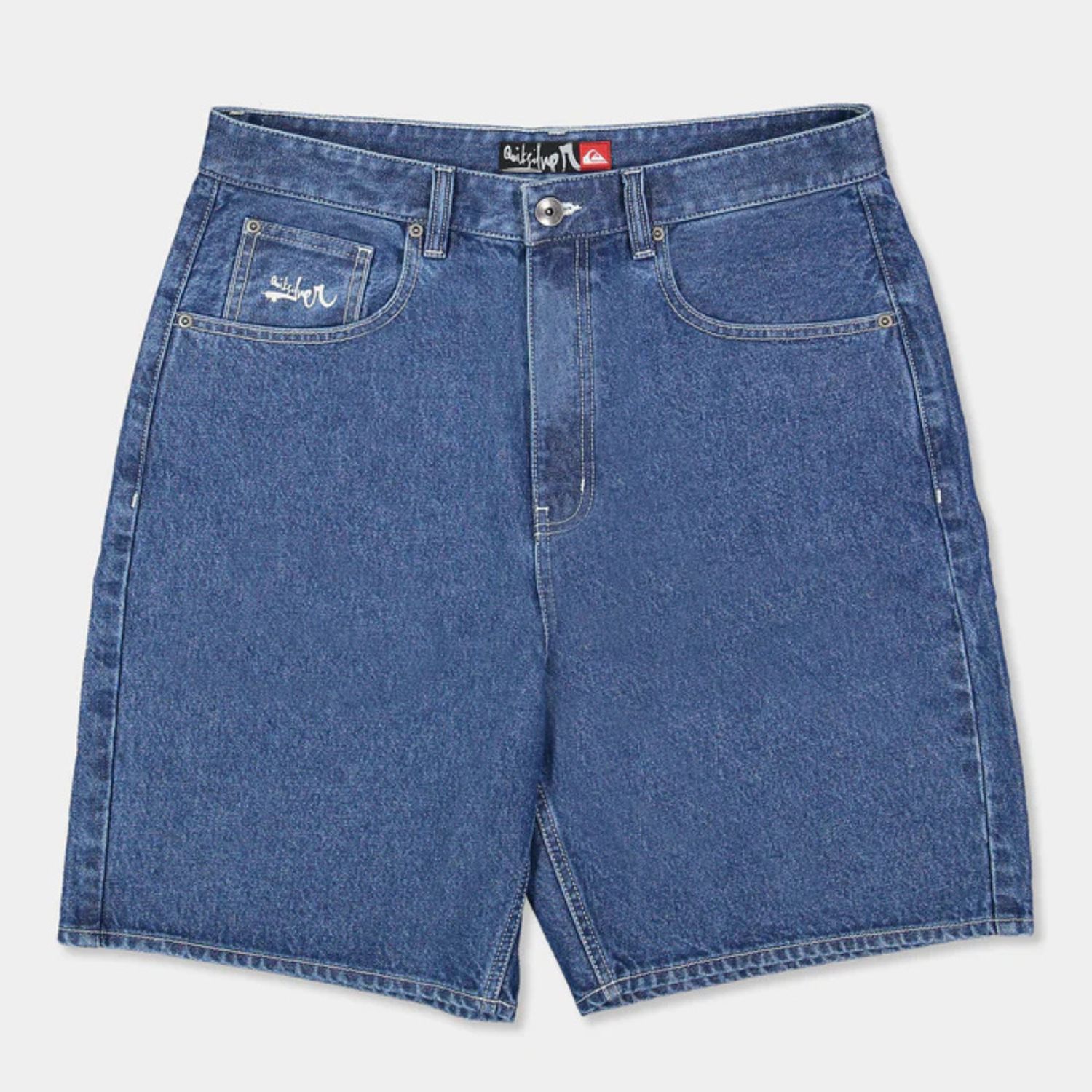 QUIKSILVER MENS  IMPAIRED BAGGY DENIM SHORT - DENIM