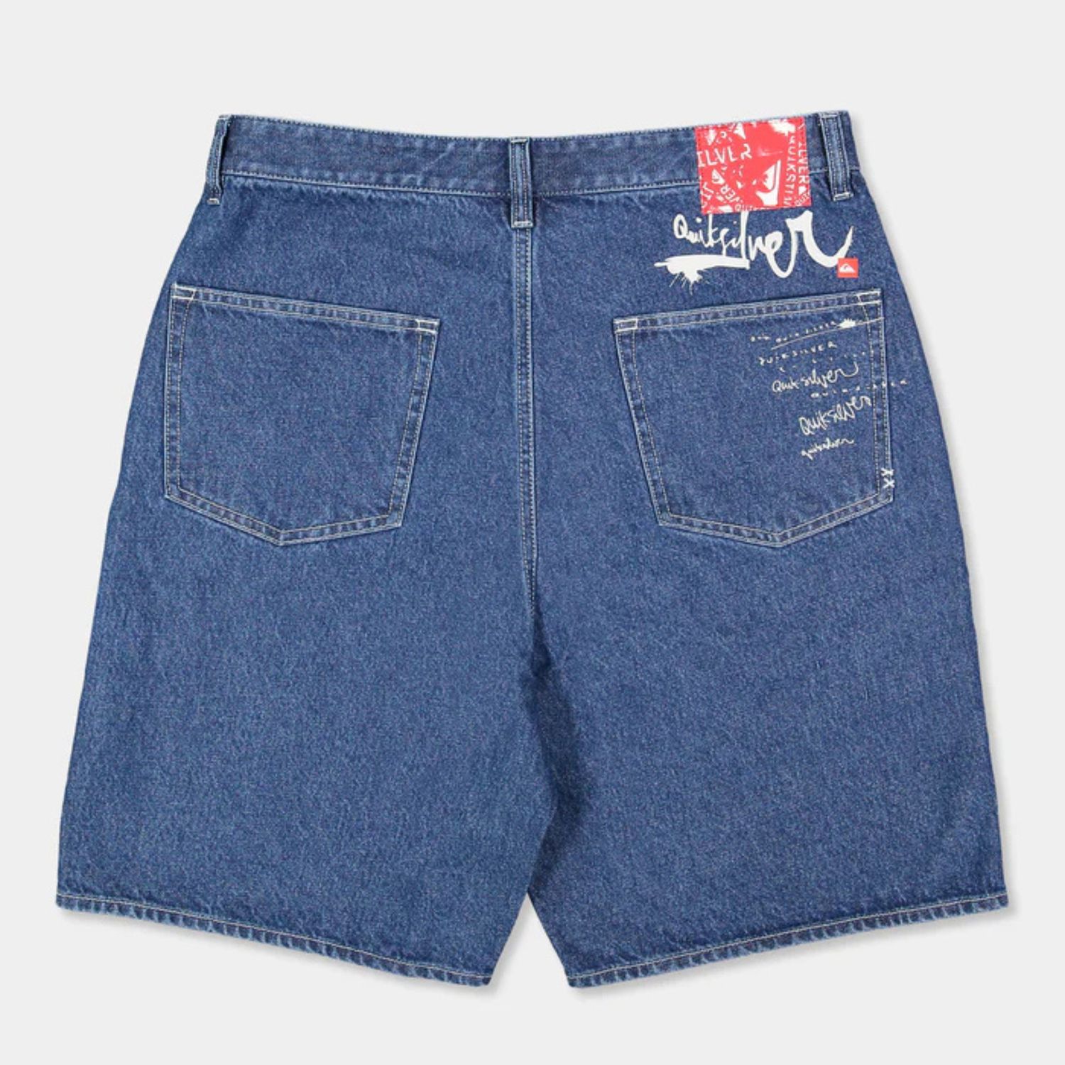 QUIKSILVER MENS  IMPAIRED BAGGY DENIM SHORT - DENIM