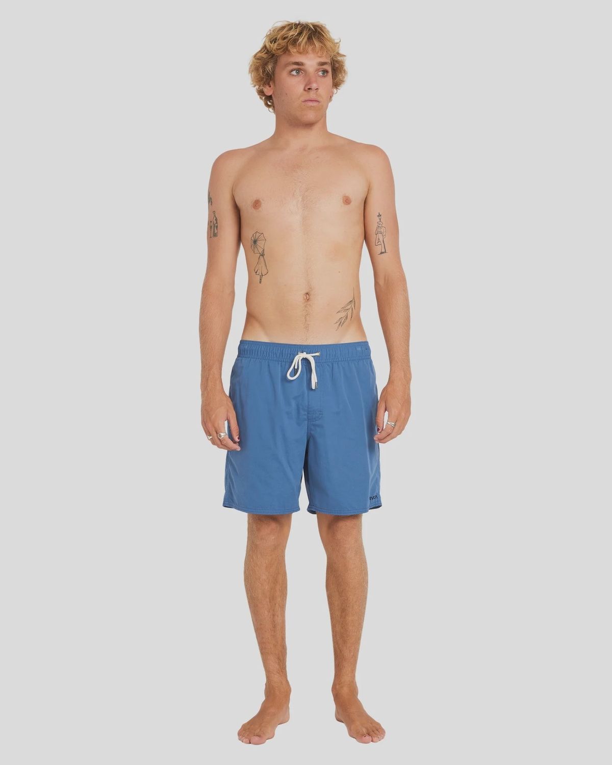 RVCA MENS  OPPOSITES ELASTIC 2 17" SHORT - INDIGO