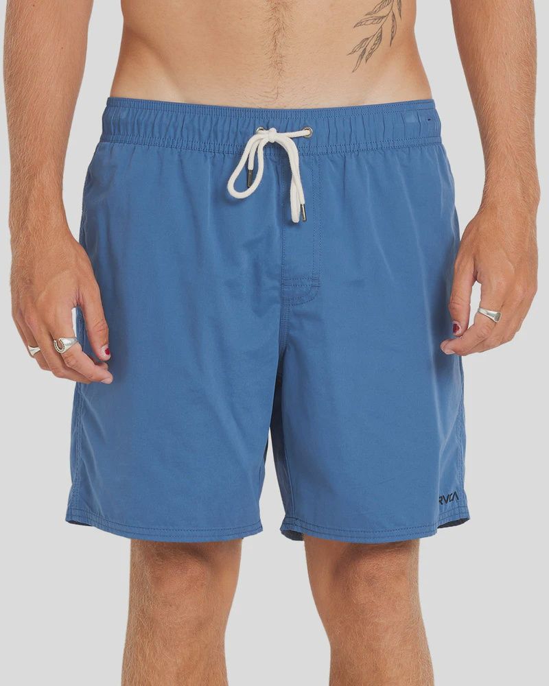 RVCA MENS  OPPOSITES ELASTIC 2 17" SHORT - INDIGO