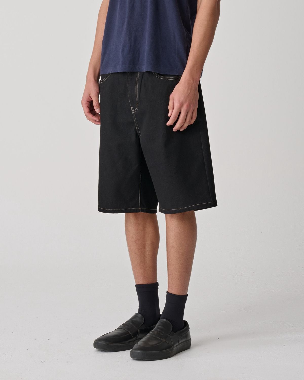 S-DOUBLE MENS  DENIM STANDARD SHORT - RAW/BLACK