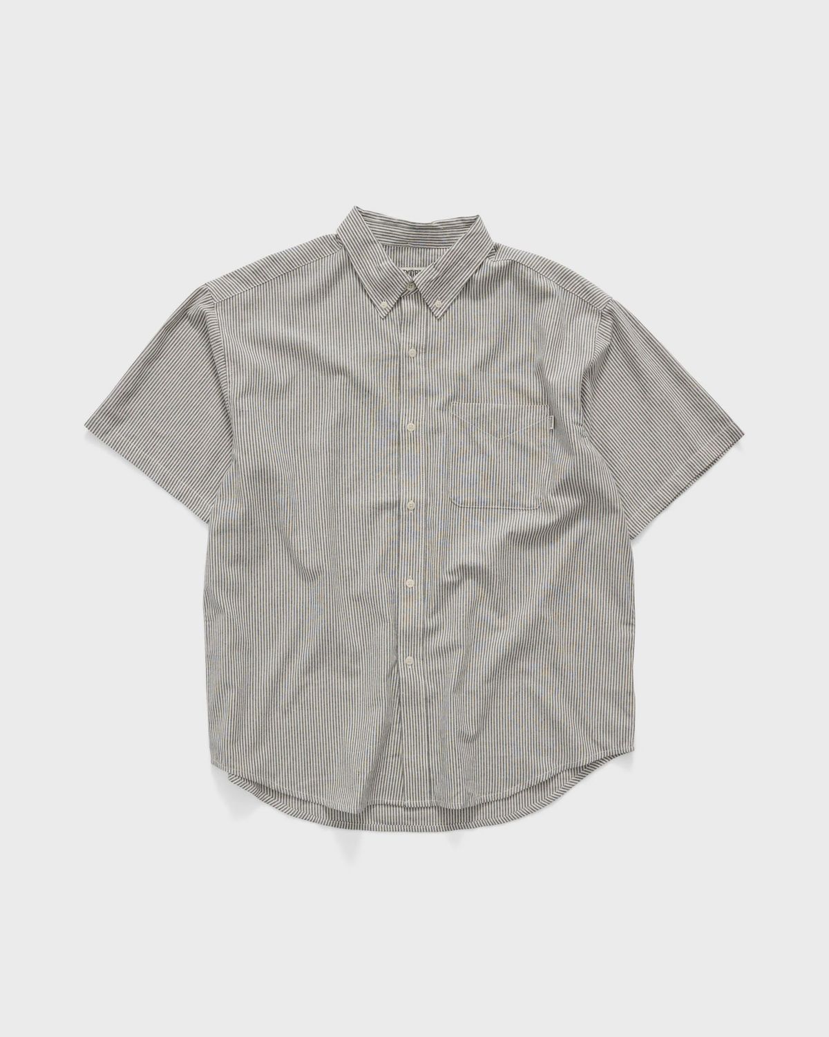 S-DOUBLE MENS  BAY STRIPE SS CLASSIC SHIRT - BLACK/WHITE STRIPE