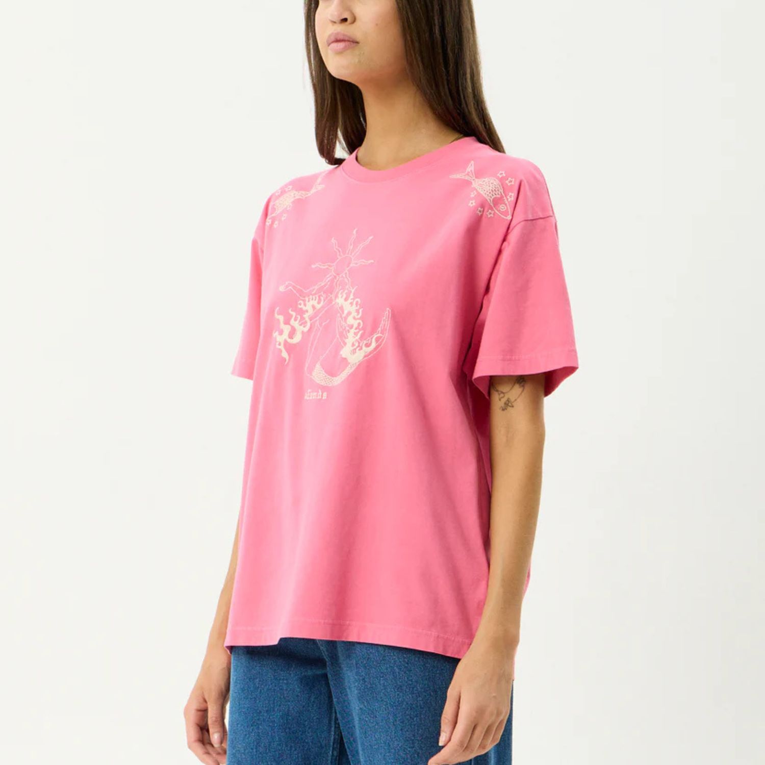 AFENDS WOMENS SEA SIREN OS SS TEE - WASHED RASPBERRY