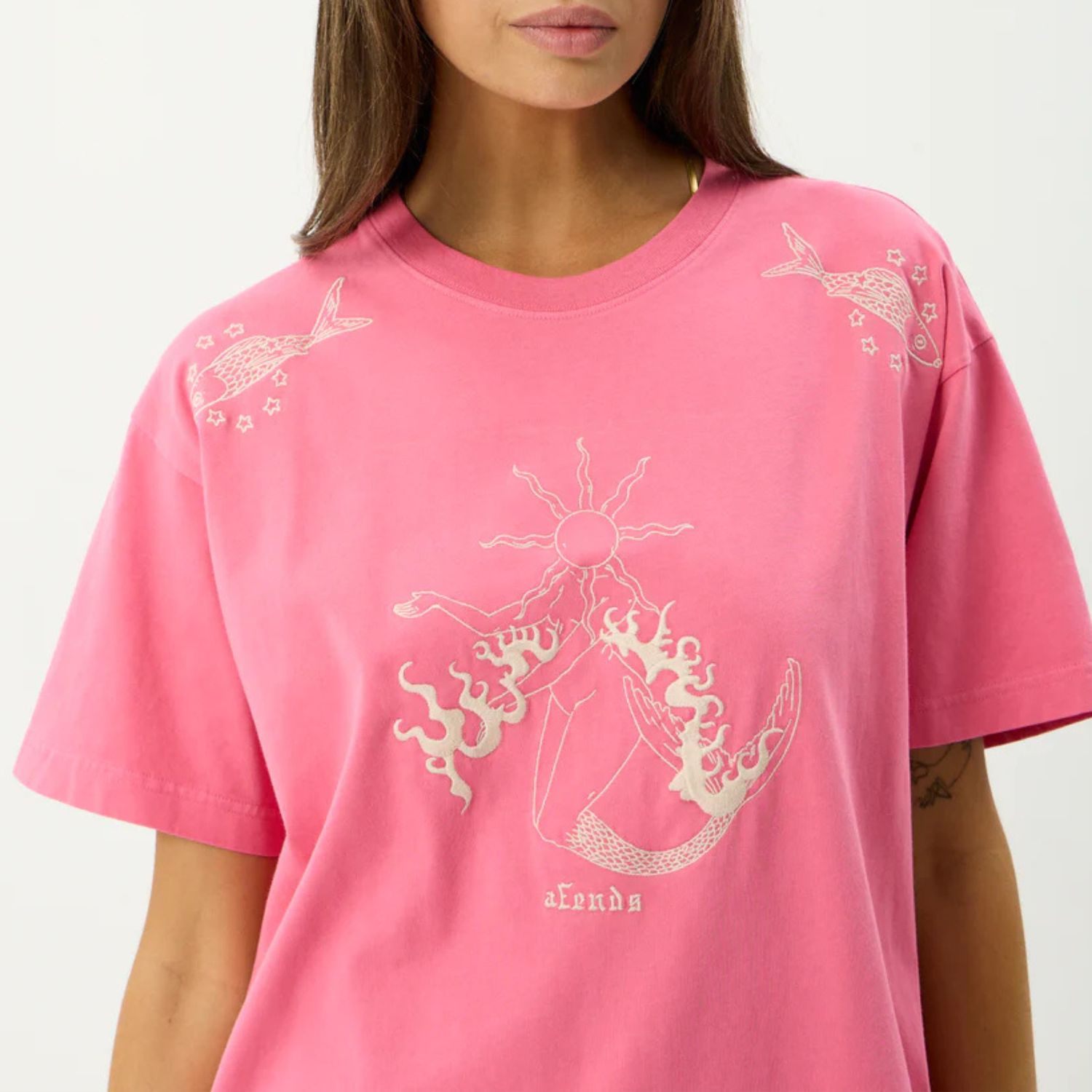 AFENDS WOMENS SEA SIREN OS SS TEE - WASHED RASPBERRY
