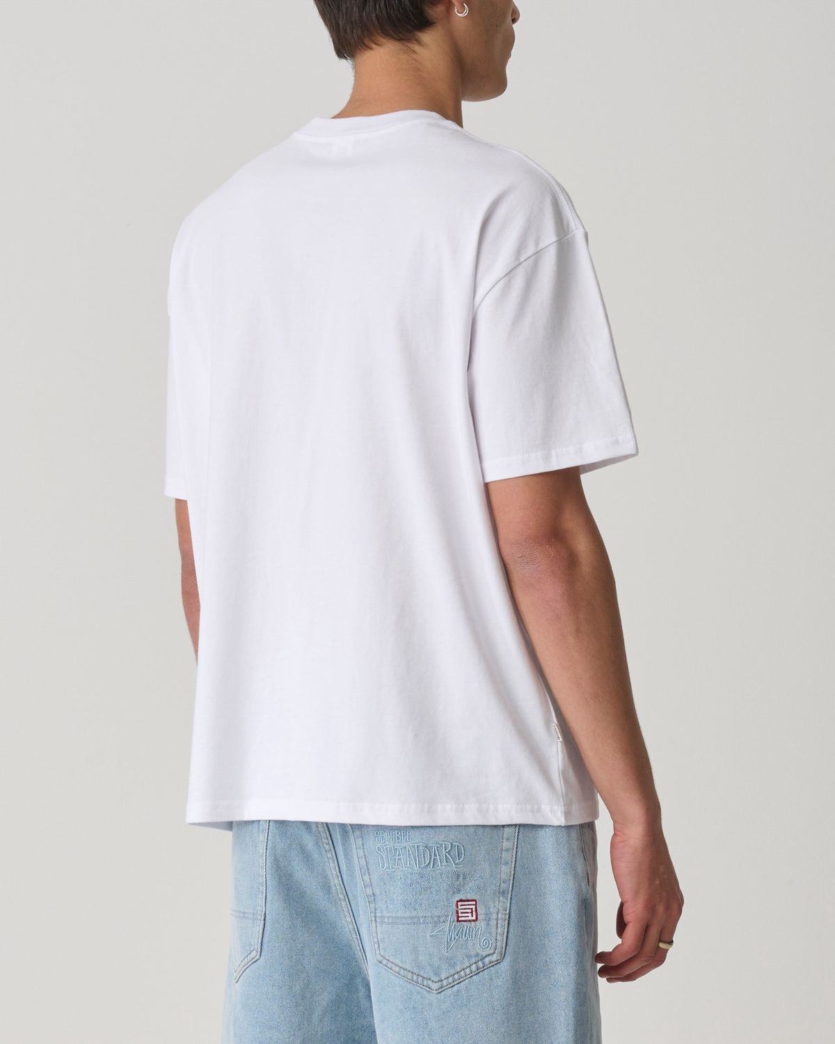 S-DOUBLE MENS  S CUBE MID BLOCK SS TEE - WHITE