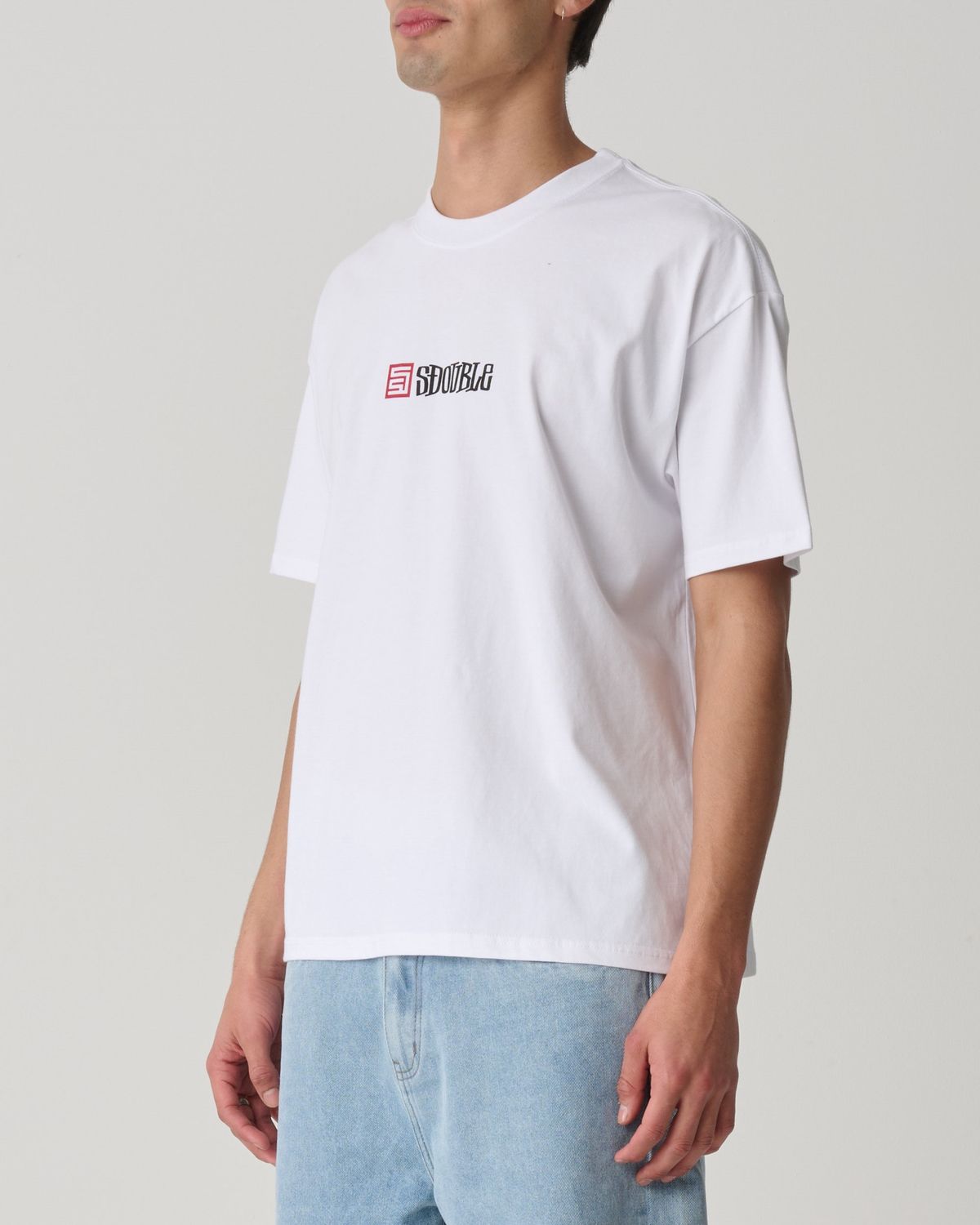 S-DOUBLE MENS  S CUBE MID BLOCK SS TEE - WHITE