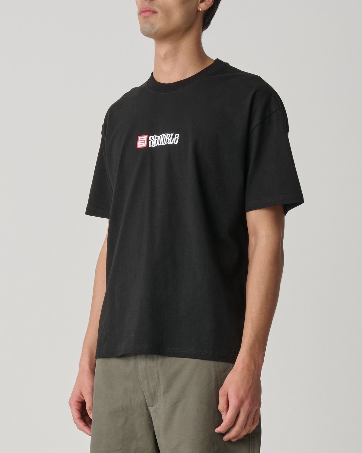 S-DOUBLE MENS  S CUBE MID BLOCK SS TEE - BLACK