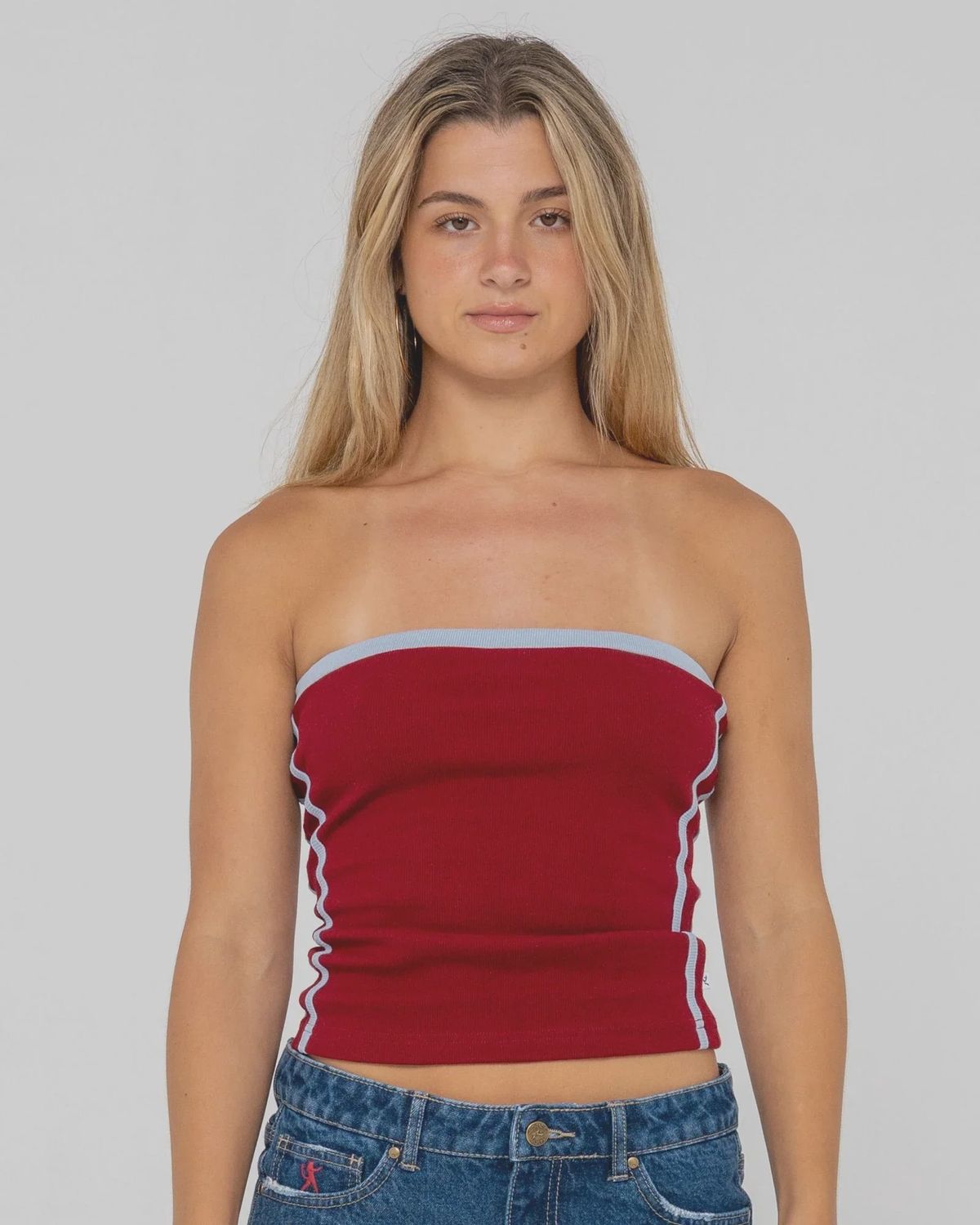 RUSTY WOMENS OTIS TUBE TOP - CRANBERRY RED