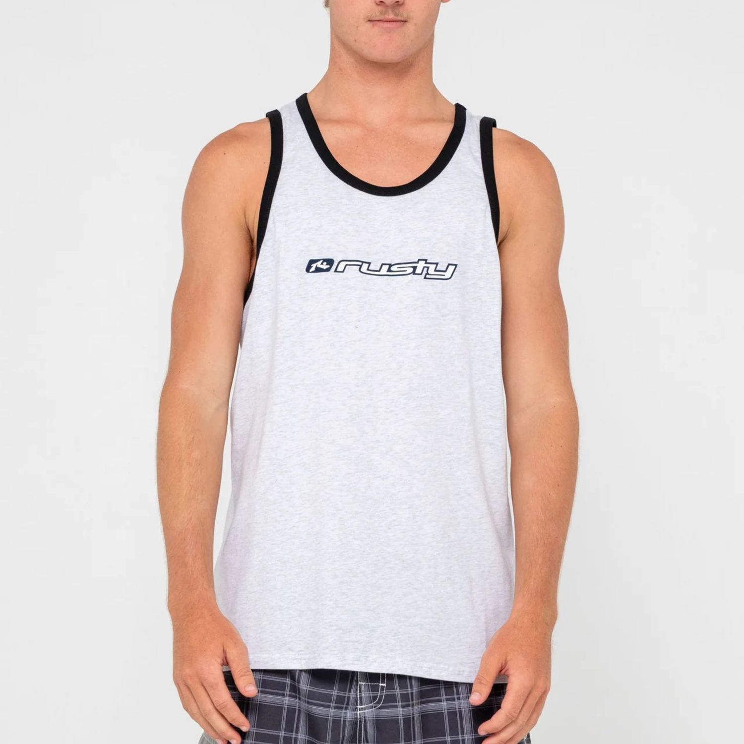 RUSTY MENS  BRIGHT TANK - ECRU MARLE