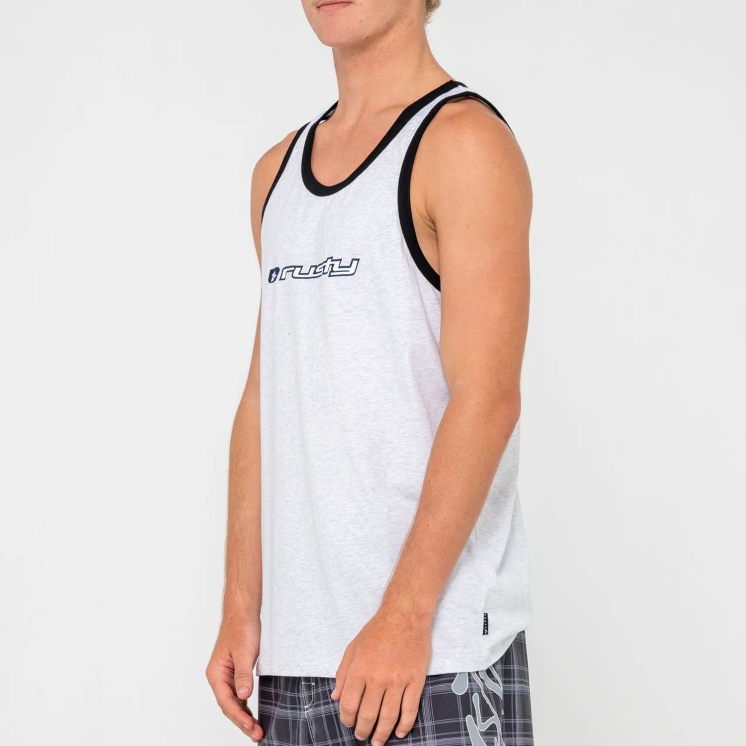 RUSTY MENS  BRIGHT TANK - ECRU MARLE