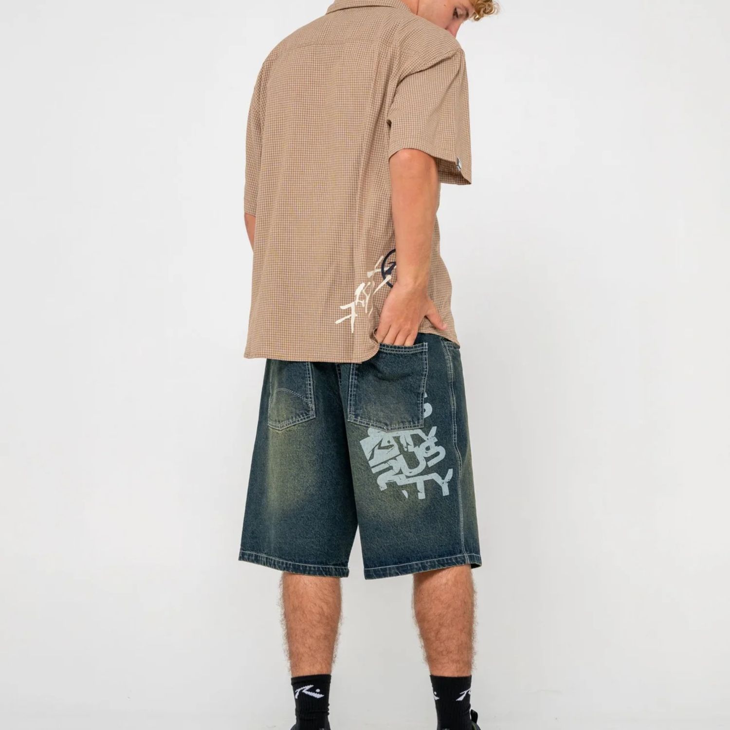 RUSTY MENS  STONE COLD BAGGY JORT - DARK N DIRTY