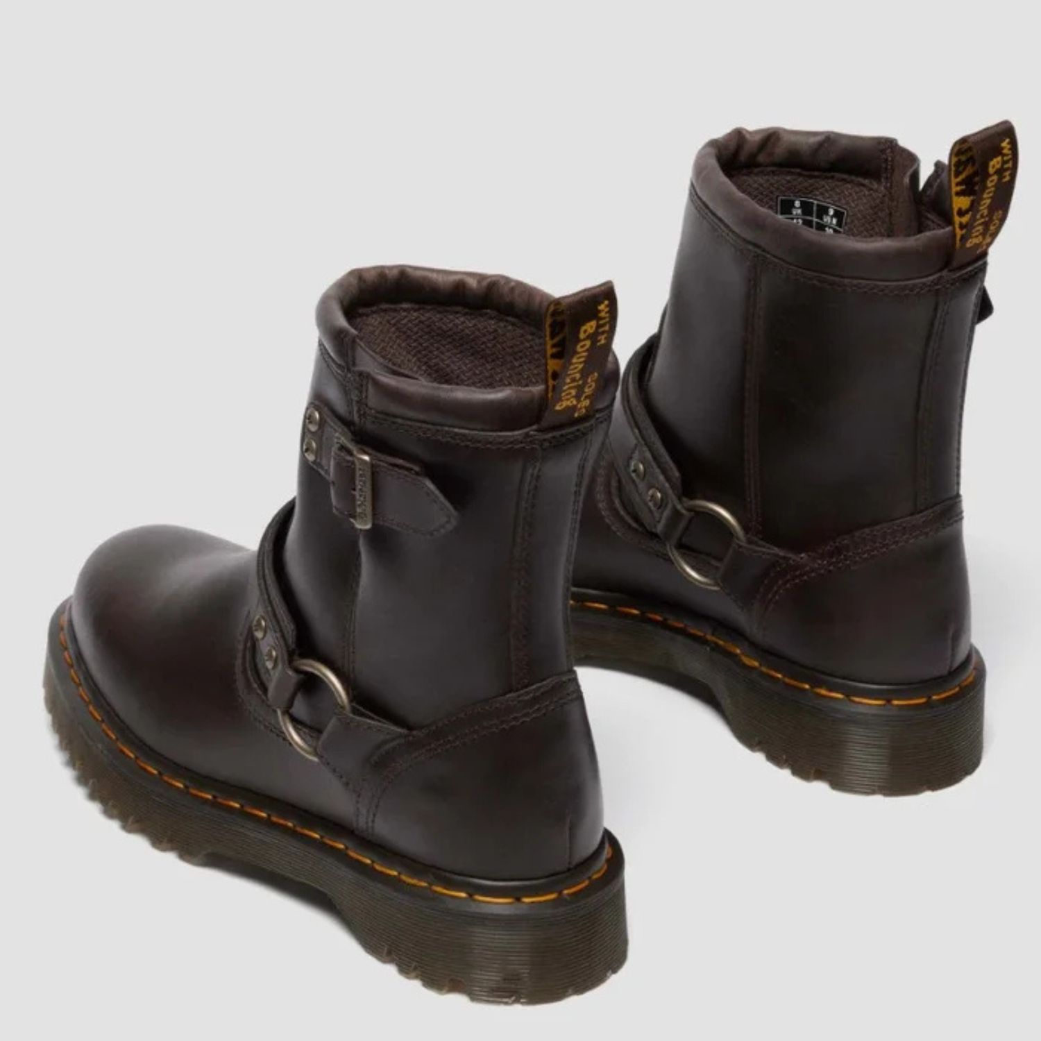 DR MARTENS UNISEX ANISTONE HARNESS BOOT- DARK BROWN/CRAZY HORSE