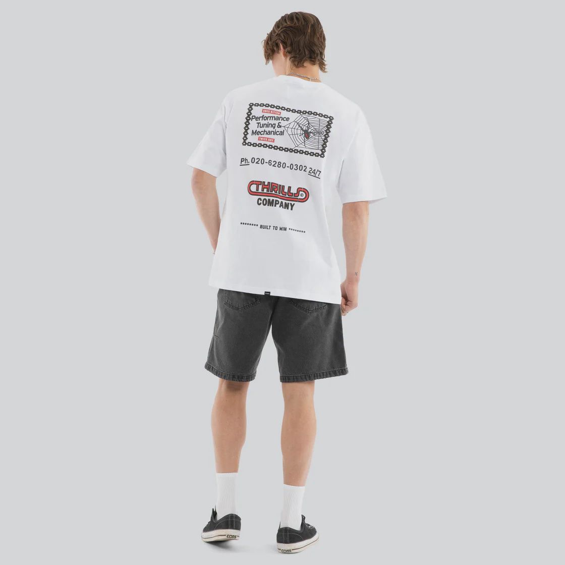 THRILLS MENS ONCE BITTEN TWICE SHY OVERSIZE FIT SS TEE - WHITE