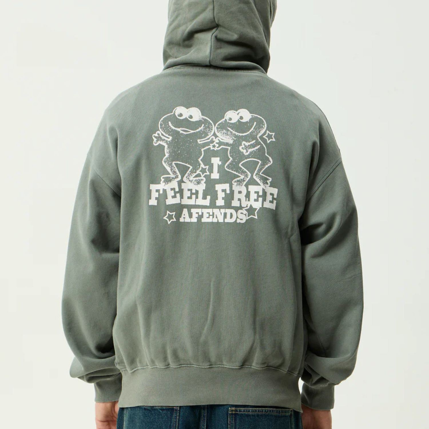 AFENDS MENS SONORAN RECYCLED BOXY PULL ON HOOD - WASHED SYCAMORE