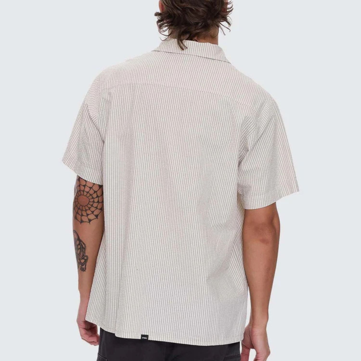 THRILLS MENS BEAUTY AROUND US SS STRIPE WORK SHIRT - ACORN