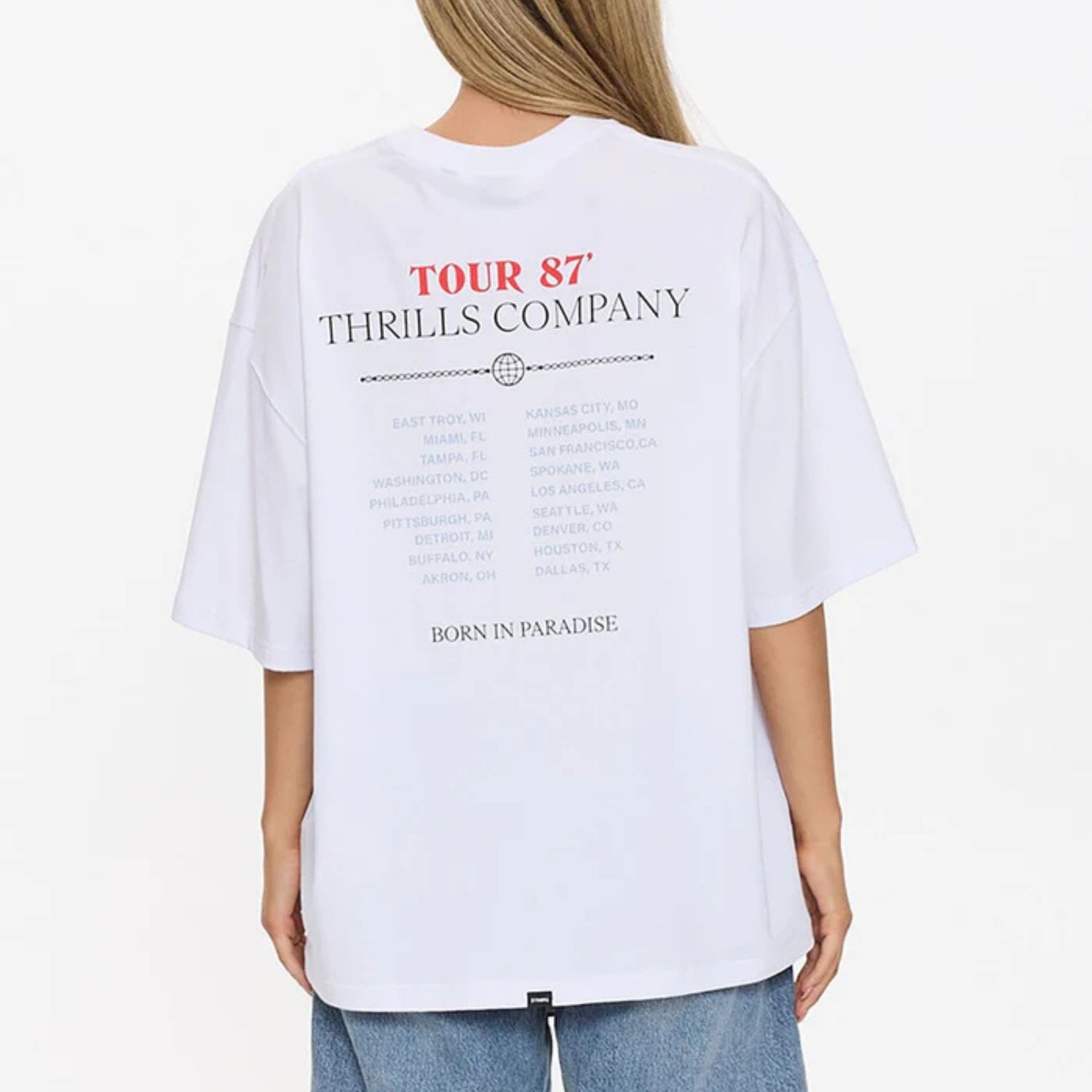 THRILLS WOMENS  METAL AND DUST OVERSIZED TEE - WHITE