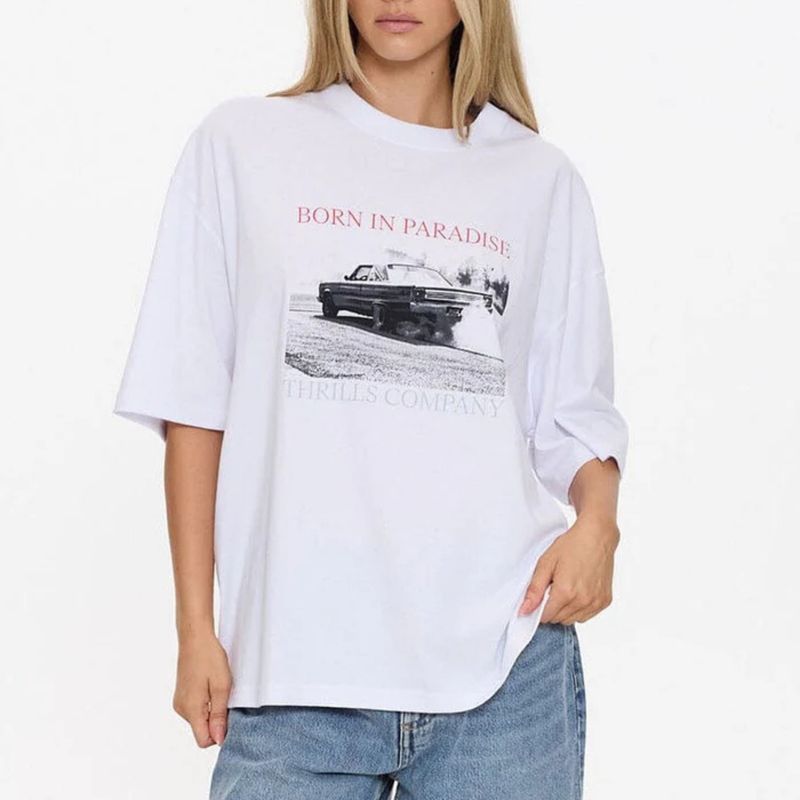 THRILLS WOMENS  METAL AND DUST OVERSIZED TEE - WHITE