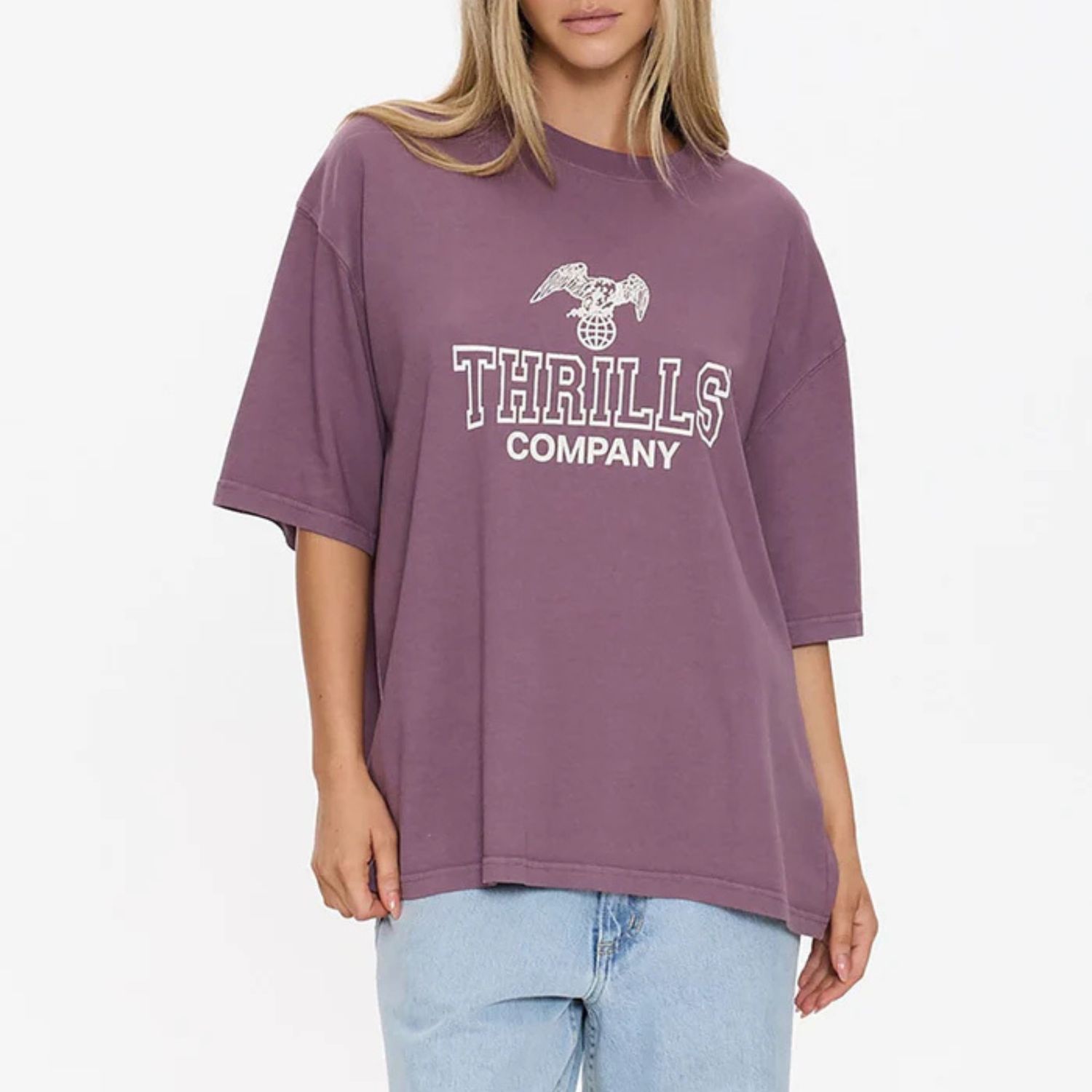 THRILLS WOMENS  BREAK POINT OVERSIZED TEE - VINTAGE MAUVE