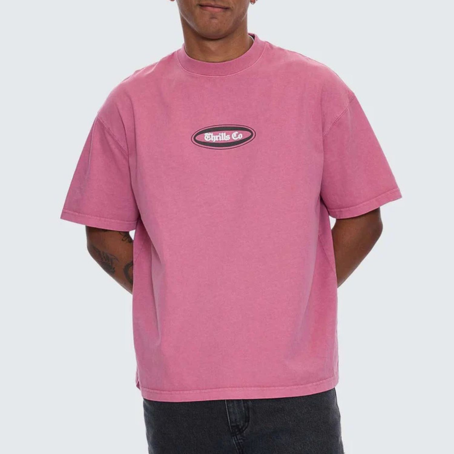 THRILLS MENS BUENO BUENO BUENO OVERSIZE FIT SS TEE - HEATHER ROSE