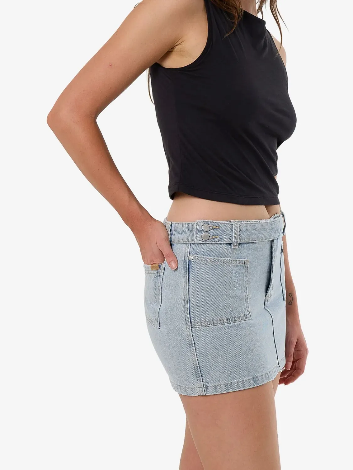 THRILLS WOMENS  WYATT Y2K MID RISE MINI SKIRT - SERENITY BLUE