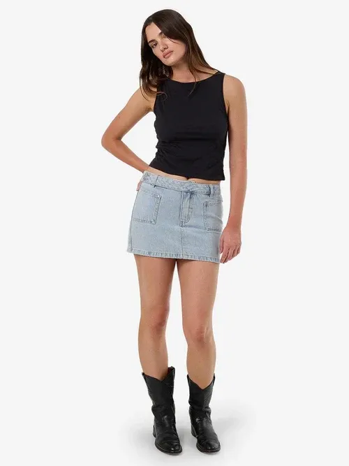 THRILLS WOMENS  WYATT Y2K MID RISE MINI SKIRT - SERENITY BLUE