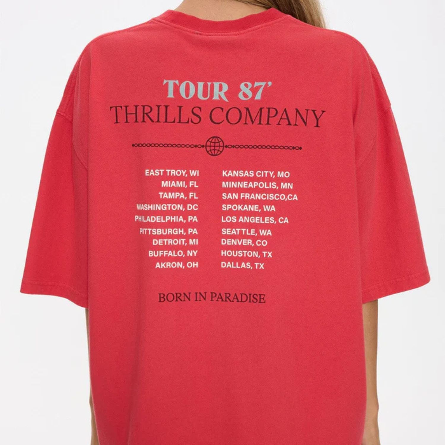 THRILLS WOMENS  METAL AND DUST OVERSIZED TEE - FLAME RED