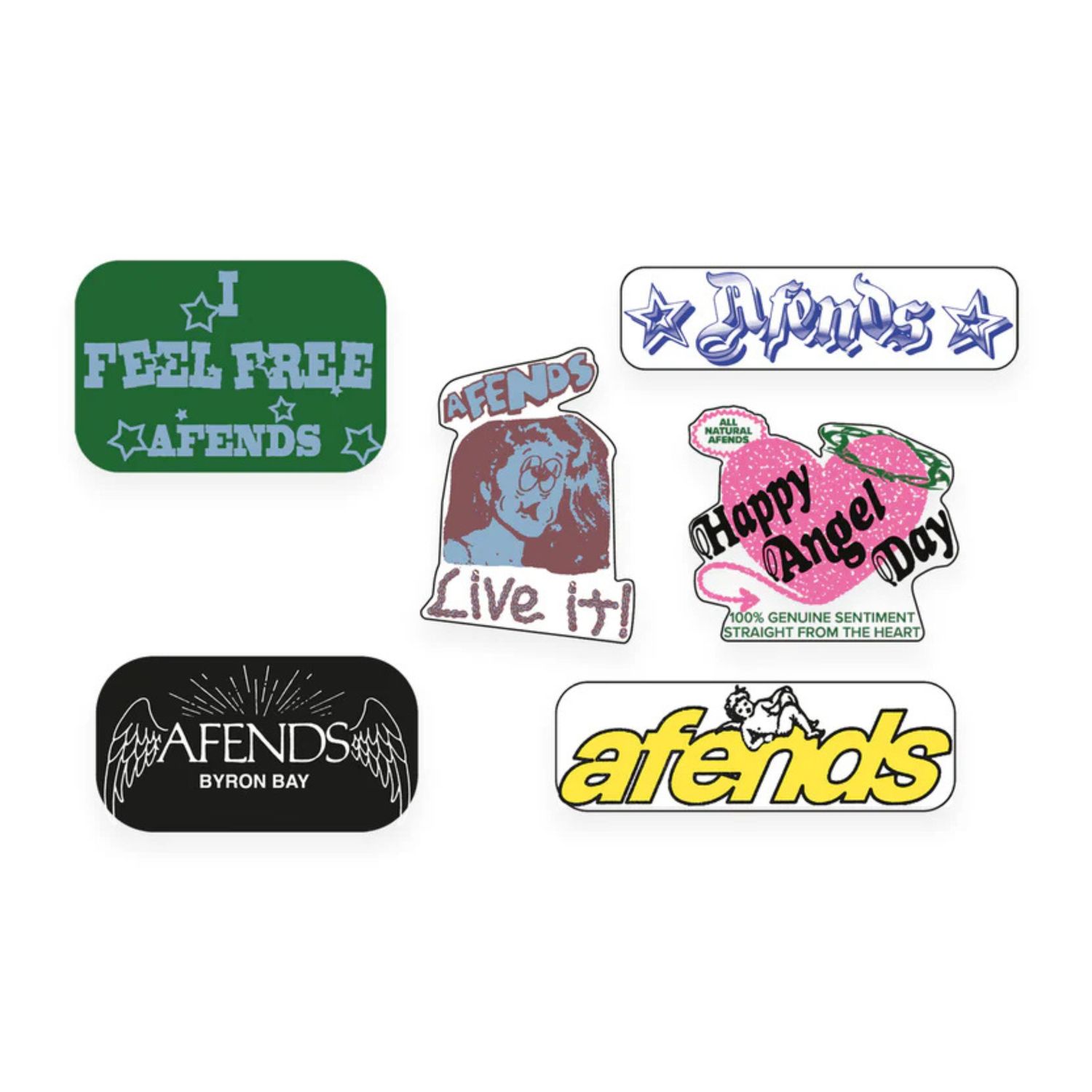 AFENDS MENS I FEEL FREE STICKER PACK - MULTI