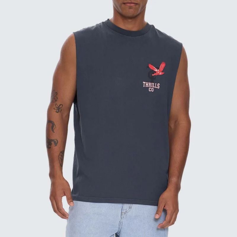 THRILLS MENS WONDER WORLD MERCH FIT MUSCLE TEE - EBONY