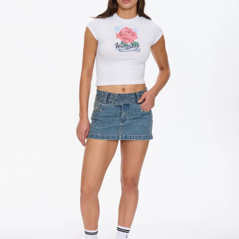 WORSHIP LADIES NAUGHTIE MICRO SKIRT- ROGUE BLUE