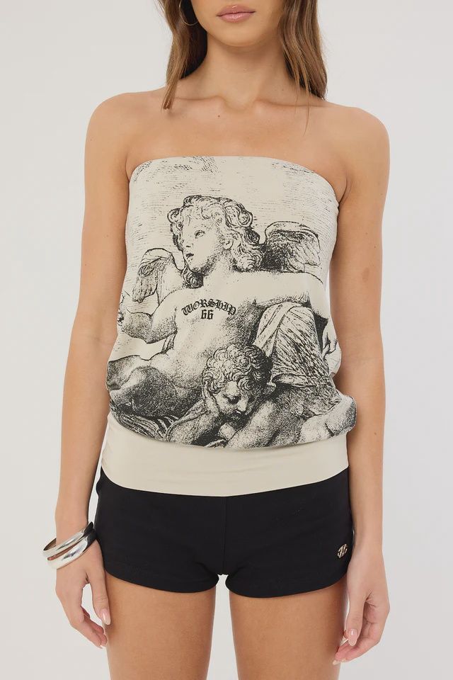 WORSHIP LADIES DREAMERS LONG TUBE TOP- STONE