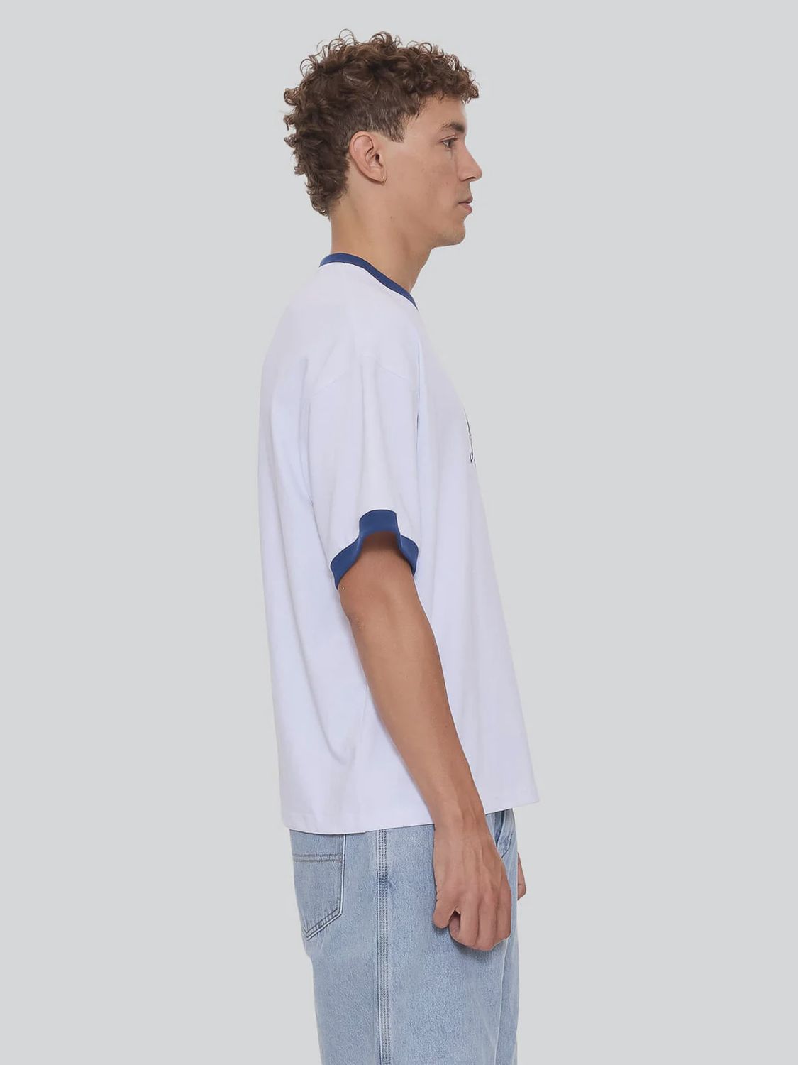 WORSHIP MENS CHERUB OVERSIZE RINGER TEE- WHITE