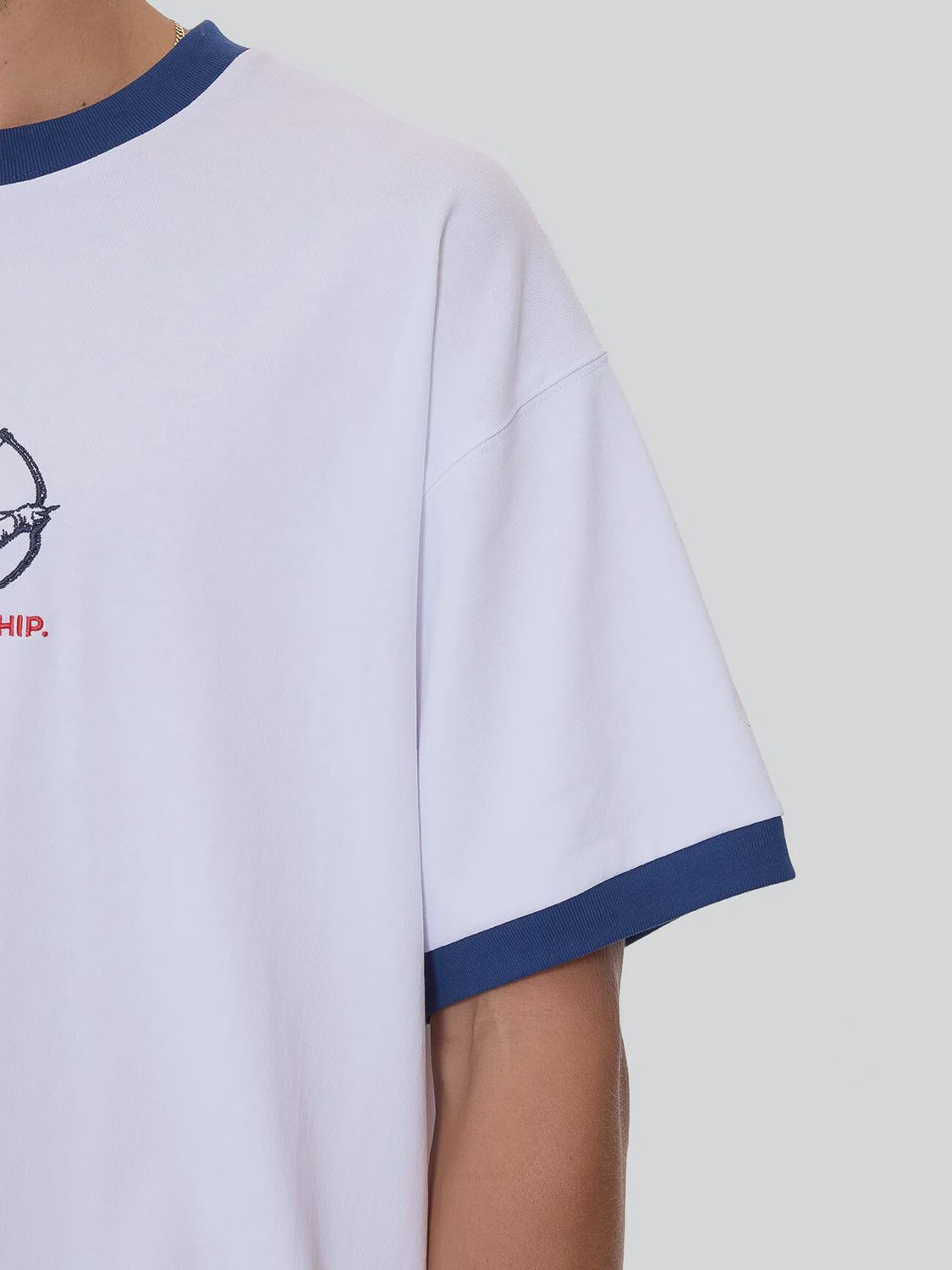 WORSHIP MENS CHERUB OVERSIZE RINGER TEE- WHITE