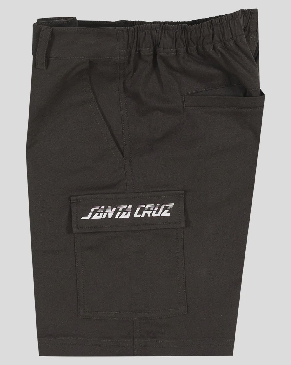 SANTA CRUZ BOYS SINGLE SPLIT STRIP CARGO SHORT ELASTIC WAIST-ONYX